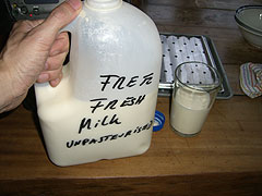 無殺菌牛乳、ご自由にお飲みください