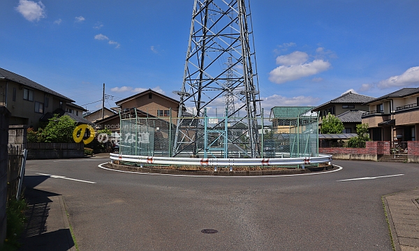 東京電力吉野栃木線1号鉄塔ロータリーを東側から眺める